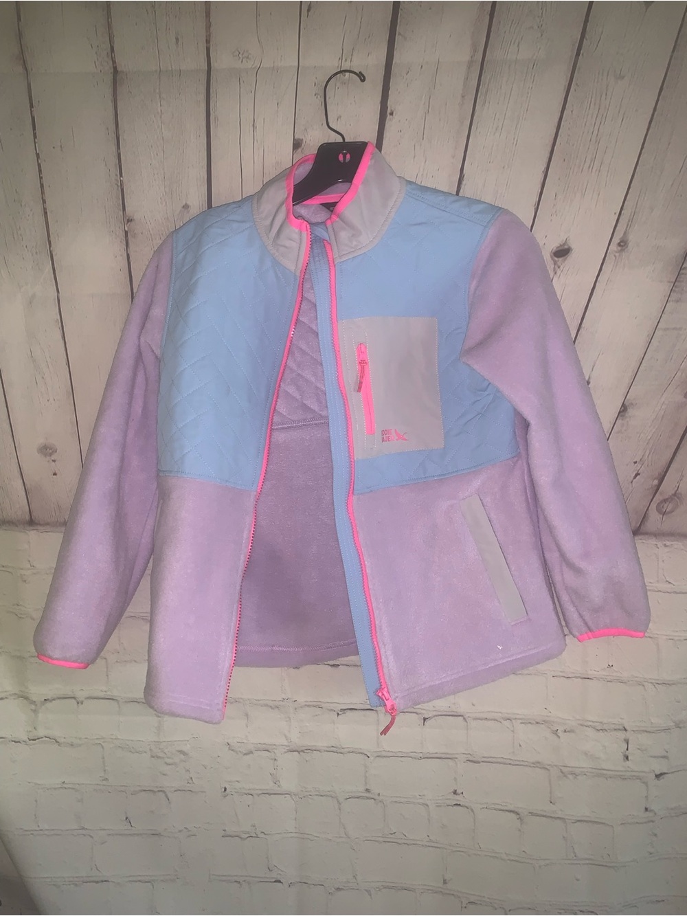 Eddie Bauer Lavender & Light Blue Fleece Jacket with Pink Trim